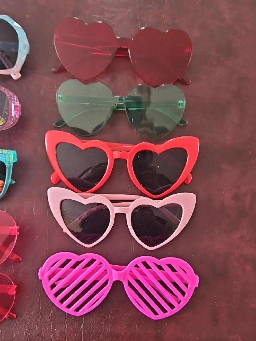 Assorted Heart-Shaped & Fun Kids Sunglasses - Pink Red Green Blue